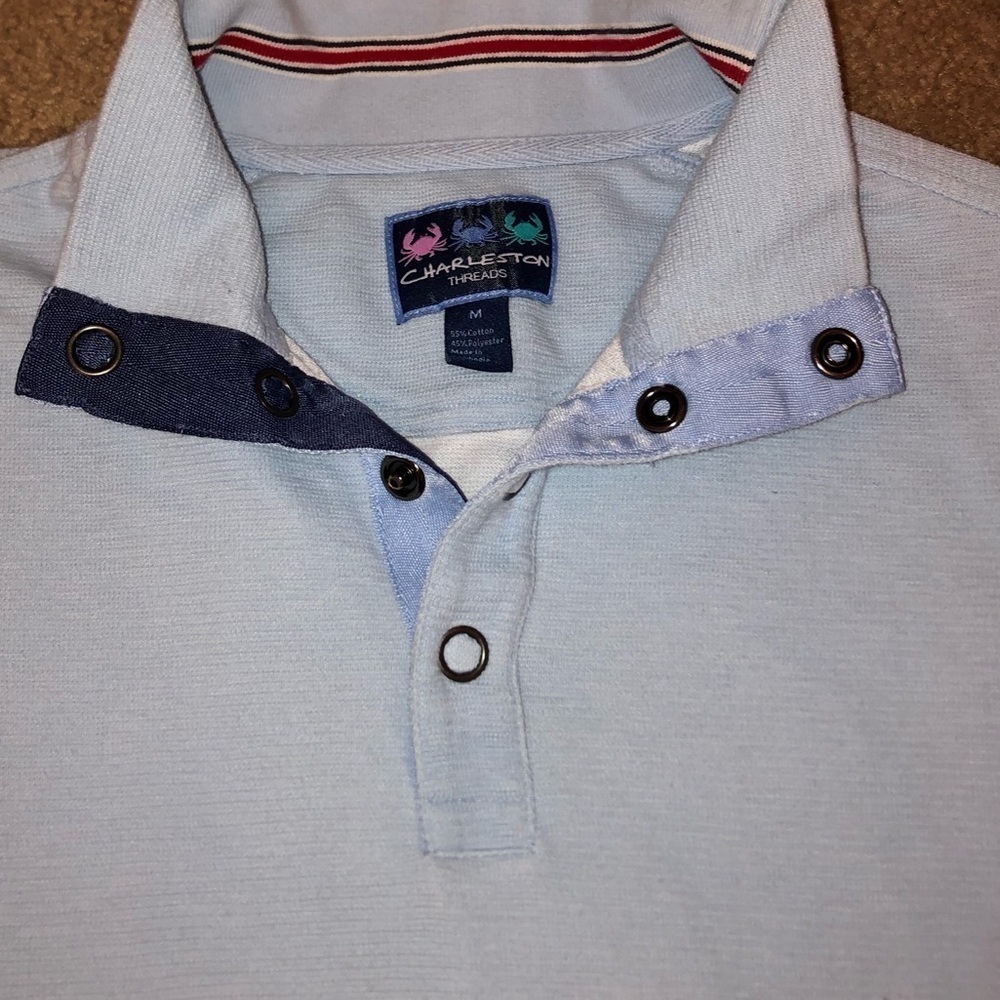 Charleston Threads blue collared pullover, M - Picture 3 of 4
